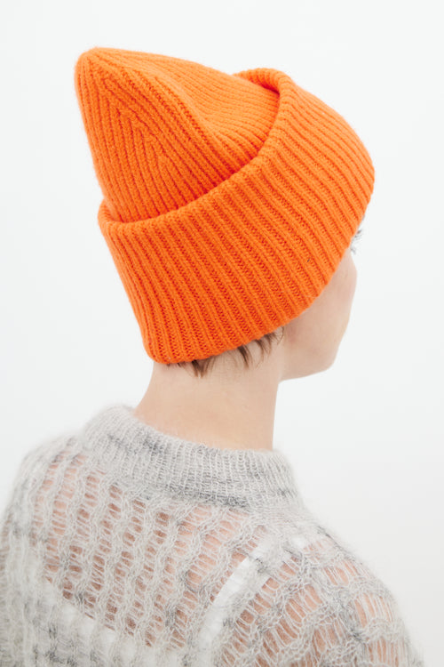 Acne Studios Orange Knit Pansy Face Beanie