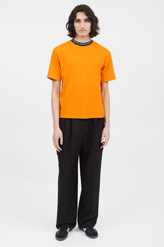 Acne Studios Orange 
Multicolour Ribbed Logo T-Shirt