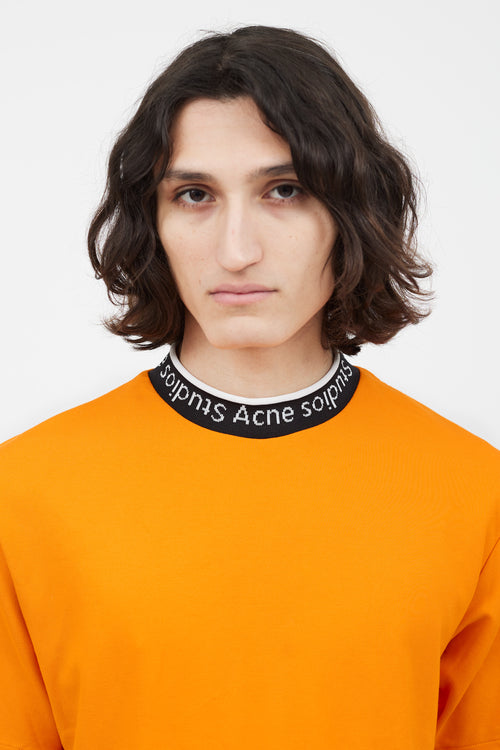 Acne Studios Orange 
Multicolour Ribbed Logo T-Shirt