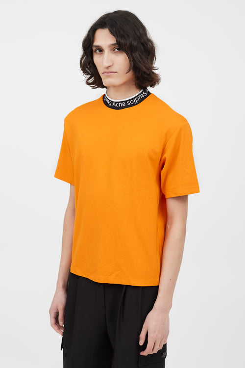 Acne Studios Orange 
Multicolour Ribbed Logo T-Shirt