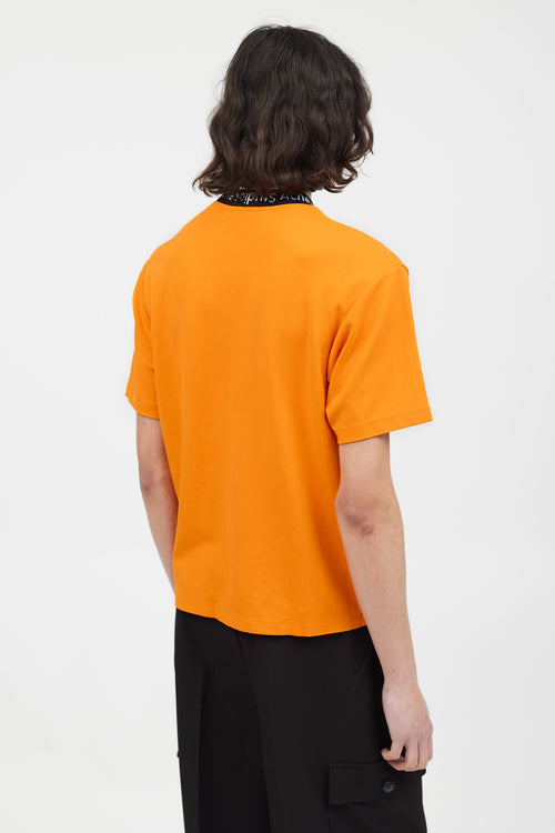 Acne Studios Orange 
Multicolour Ribbed Logo T-Shirt