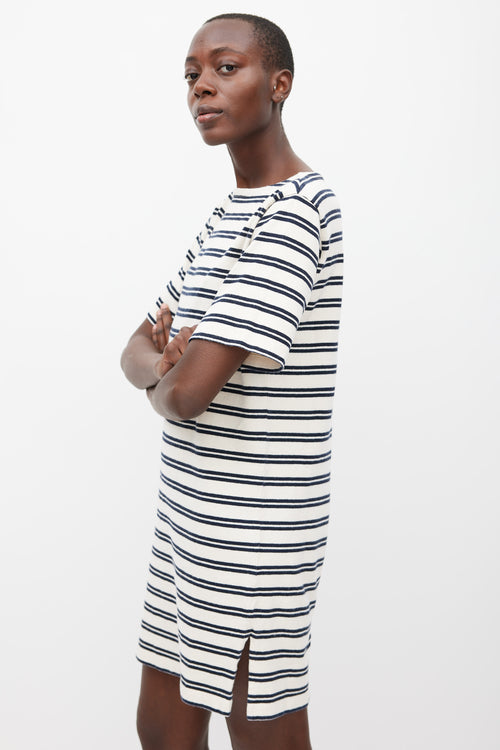 Acne Studios PSS 2017 Cream 
Navy Dodora Stripes Dress