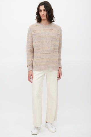 Acne Studios Pink 
Beige Knit Striped Sweater