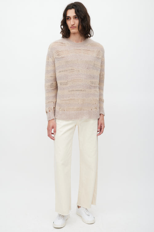 Acne Studios Pink 
Beige Knit Striped Sweater