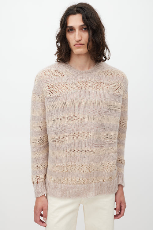 Acne Studios Pink 
Beige Knit Striped Sweater