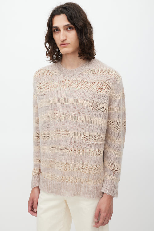 Acne Studios Pink 
Beige Knit Striped Sweater