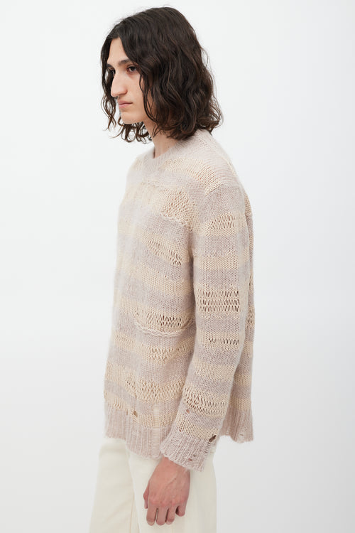 Acne Studios Pink 
Beige Knit Striped Sweater