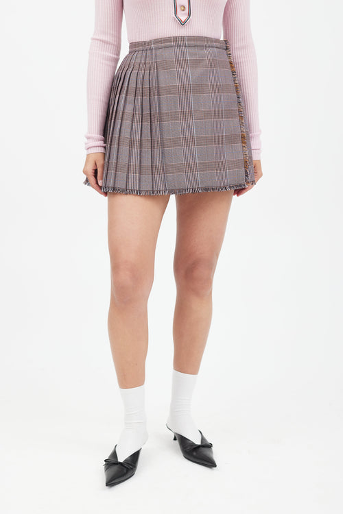 Acne Studios Pink 
Blue Plaid Pleated Skirt