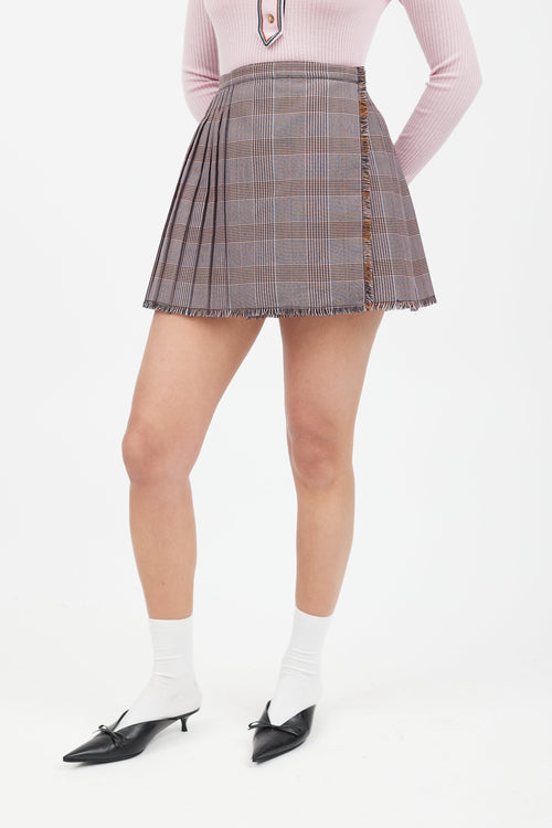 Acne Studios Pink 
Blue Plaid Pleated Skirt