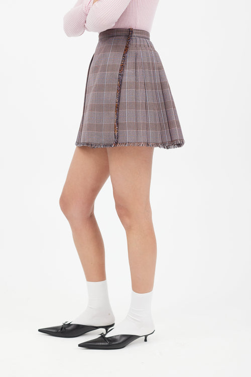 Acne Studios Pink 
Blue Plaid Pleated Skirt