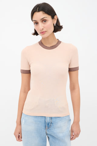 Acne Studios Pink 
Brown Distressed Ringer T-Shirt