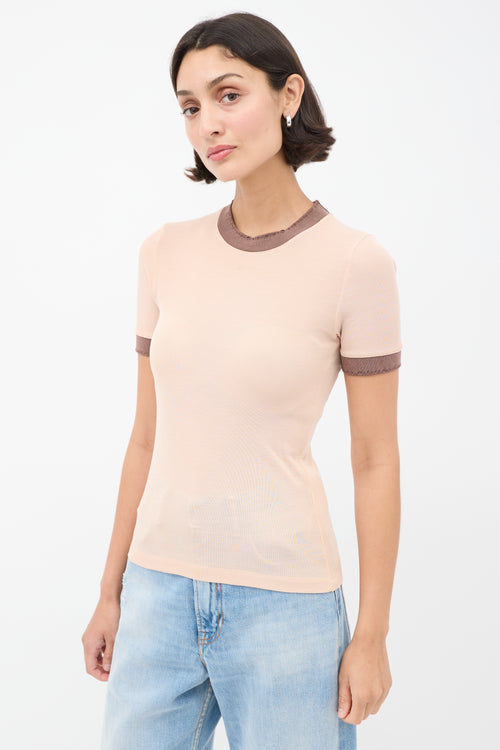 Acne Studios Pink 
Brown Distressed Ringer T-Shirt