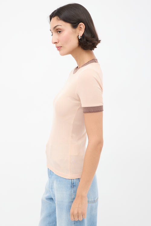 Acne Studios Pink 
Brown Distressed Ringer T-Shirt