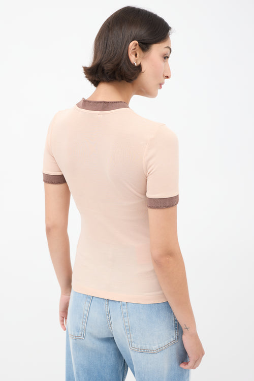 Acne Studios Pink 
Brown Distressed Ringer T-Shirt