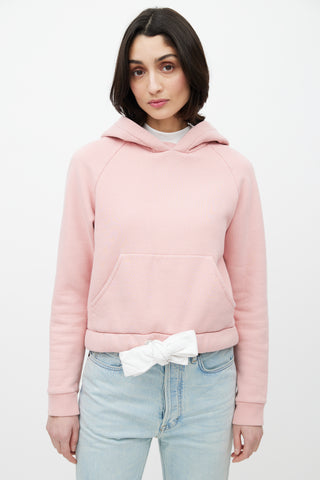 Acne Studios Pink 
White Cropped Drawstring Hoodie