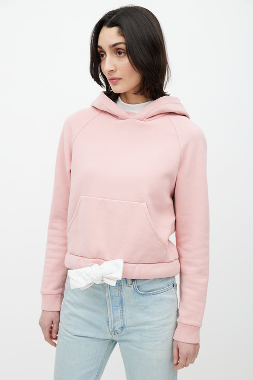 Acne Studios Pink 
White Cropped Drawstring Hoodie