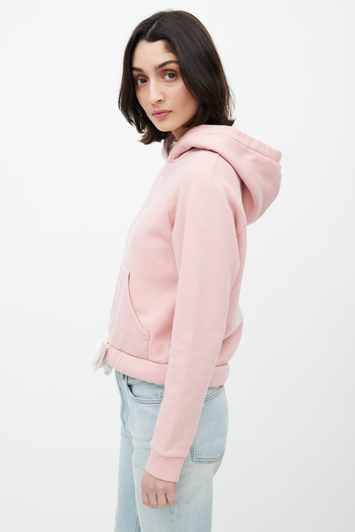 Acne Studios Pink 
White Cropped Drawstring Hoodie