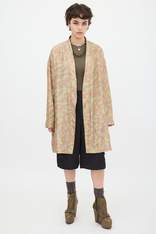 Acne Studios Pink 
Green Silk Jalone Robe