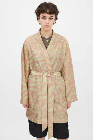 Acne Studios Pink 
Green Silk Jalone Robe