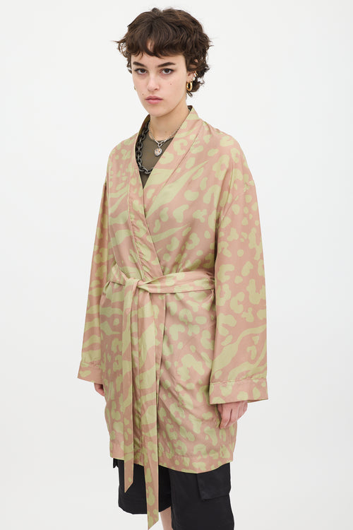 Acne Studios Pink 
Green Silk Jalone Robe