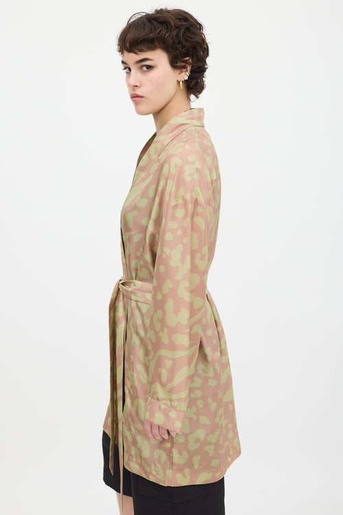 Acne Studios Pink 
Green Silk Jalone Robe