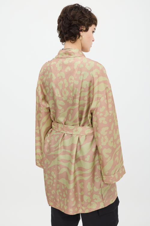 Acne Studios Pink 
Green Silk Jalone Robe