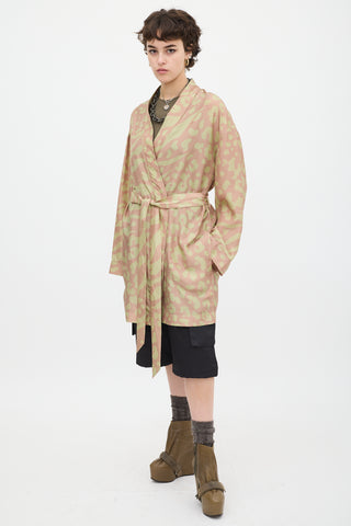 Acne Studios Pink 
Green Silk Jalone Robe