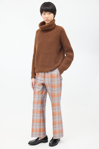 Acne Studios Pink 
Light Blue Plaid Wide Leg Trouser