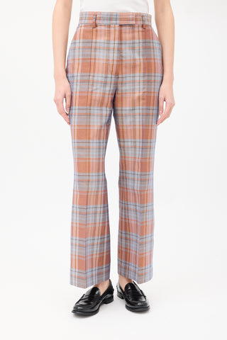 Acne Studios Pink 
Light Blue Plaid Wide Leg Trouser