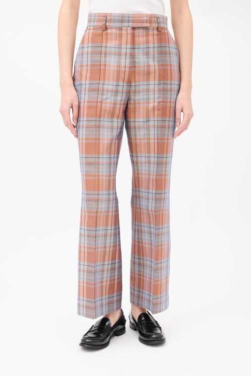 Acne Studios Pink 
Light Blue Plaid Wide Leg Trouser