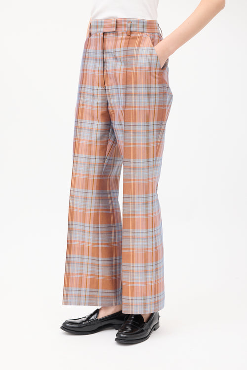 Acne Studios Pink 
Light Blue Plaid Wide Leg Trouser