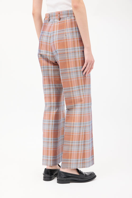 Acne Studios Pink 
Light Blue Plaid Wide Leg Trouser