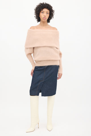 Acne Studios Pink Mohair Off Shoulder Sweater