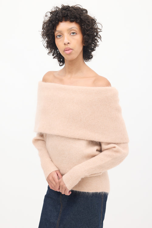 Acne Studios Pink Mohair Off Shoulder Sweater