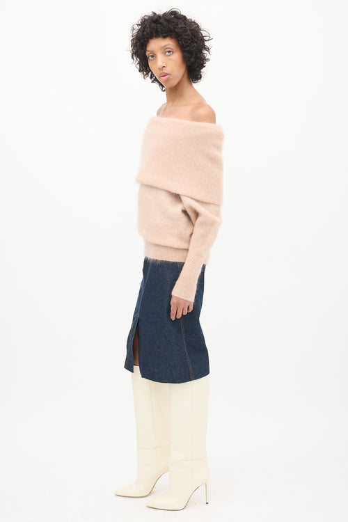 Acne Studios Pink Mohair Off Shoulder Sweater