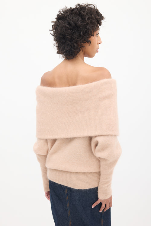 Acne Studios Pink Mohair Off Shoulder Sweater