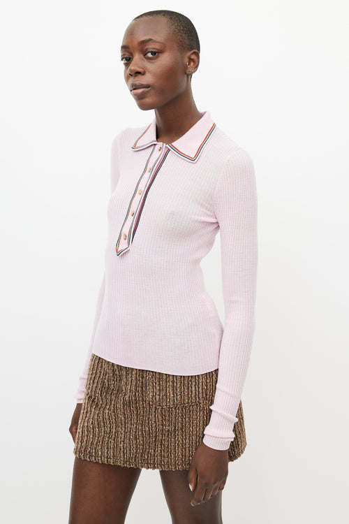 Acne Studios Pink 
Multicolour Ribbed Polo