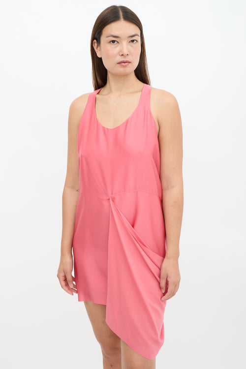 Acne Studios Pink Satin Drape Mini Dress