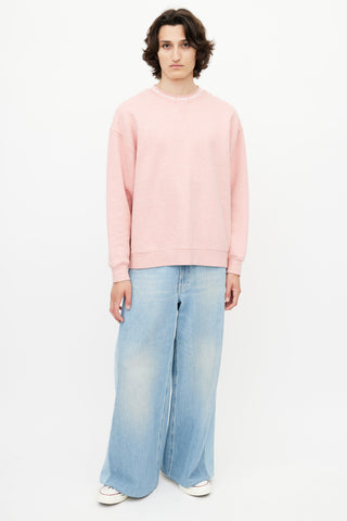 Acne Studios Pink 
White Logo Sweatshirt