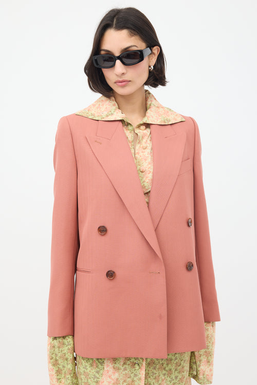 Acne Studios Pink Wool Double Breasted Blazer