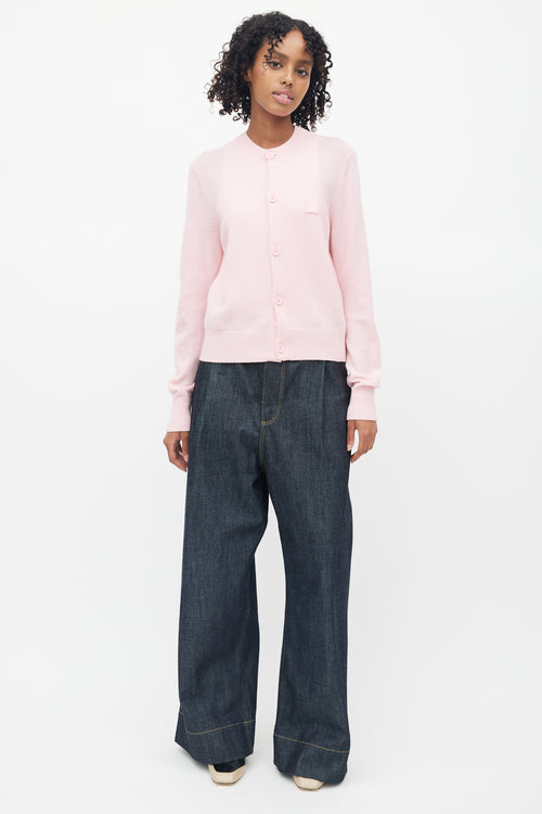 Acne Studios Pink Wool Face Cardigan