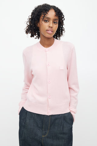 Acne Studios Pink Wool Face Cardigan