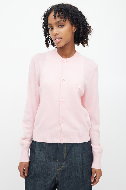 Acne Studios Pink Wool Face Cardigan