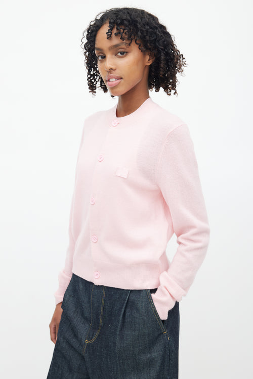 Acne Studios Pink Wool Face Cardigan