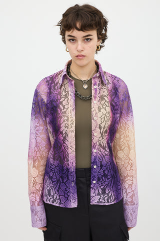 Acne Studios Purple 
Beige Gradient Floral Lace Shirt