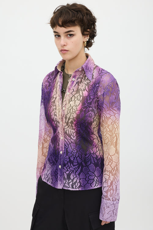 Acne Studios Purple 
Beige Gradient Floral Lace Shirt