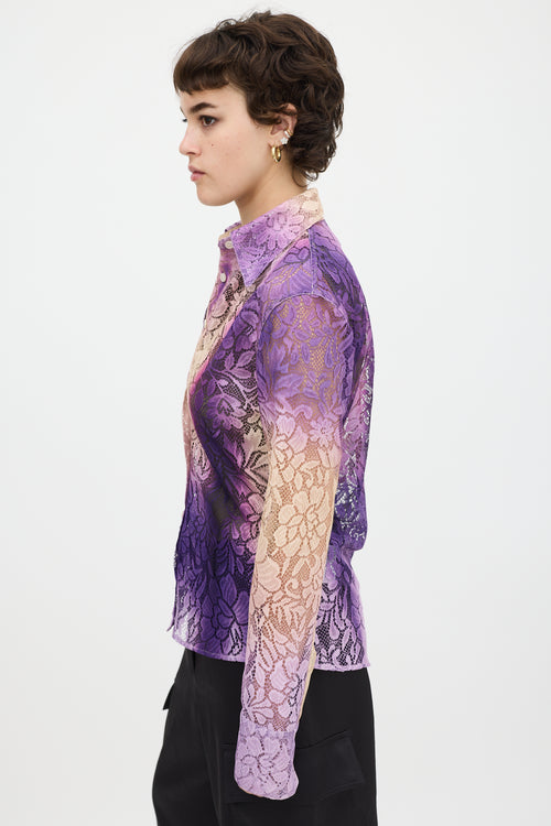 Acne Studios Purple 
Beige Gradient Floral Lace Shirt