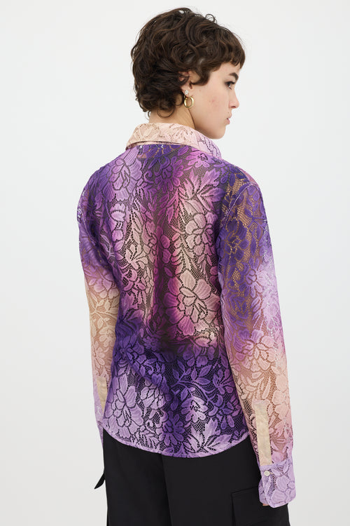 Acne Studios Purple 
Beige Gradient Floral Lace Shirt