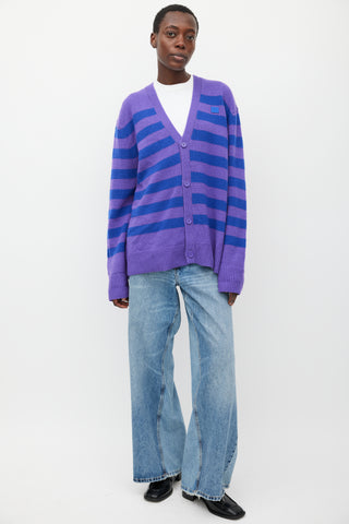 Acne Studios Purple 
Blue Wool Striped Cardigan