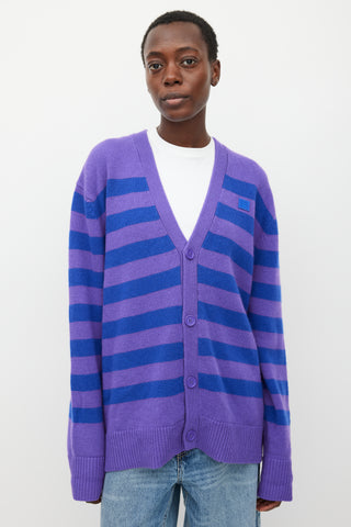 Acne Studios Purple 
Blue Wool Striped Cardigan